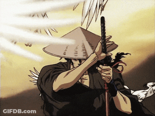 Man Wearing Hat Holding Sword GIF