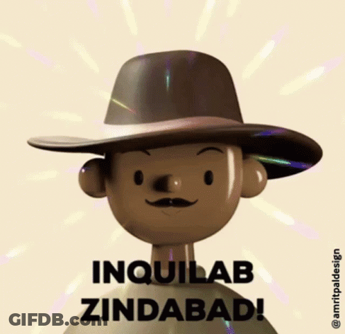 Man Wearing Hat Saying Inquilab Zindabad GIF