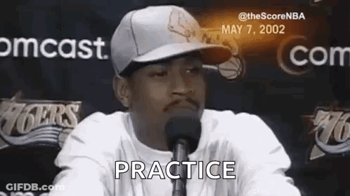 Man Wearing Hat Saying Practice GIF