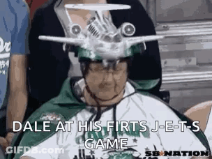 Man Wearing Hat With Airplane GIF