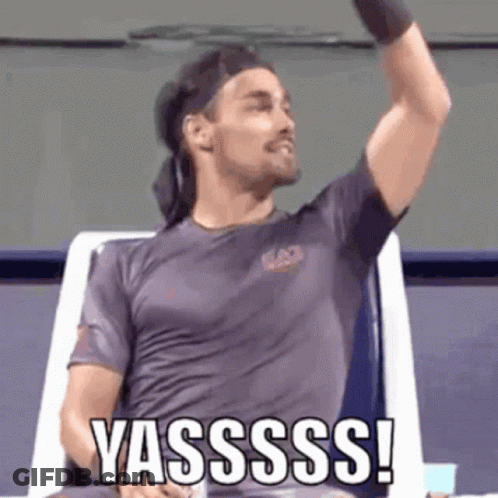 Man Wearing Headband And Yasssss T-Shirt GIF