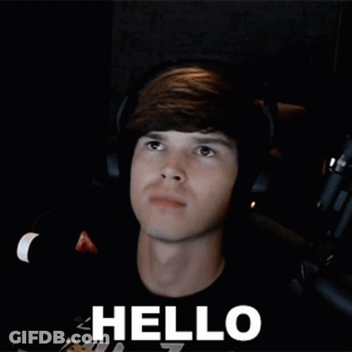 Man Wearing Headphones And Black Shirt Says Hello GIF