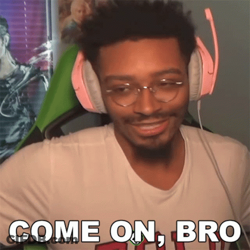 Man Wearing Headphones And Glasses Says Come On Bro GIF