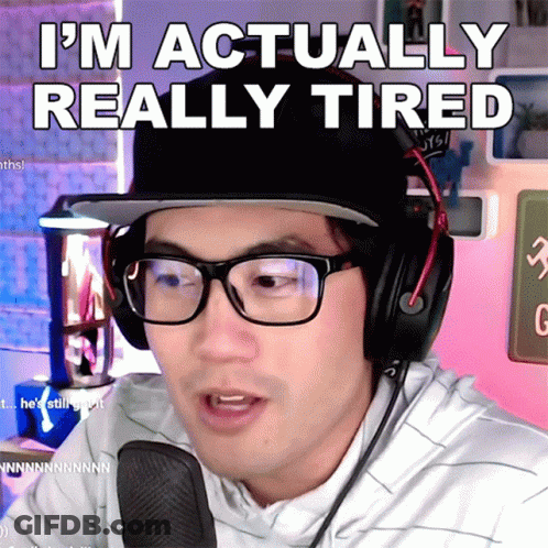 Man Wearing Headphones And Glasses Says I'm Actually Really Tired GIF