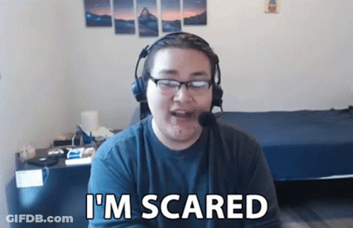 Man Wearing Headphones And Glasses Says I'm Scared GIF