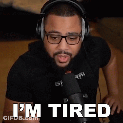Man Wearing Headphones And Glasses Says I'm Tired GIF