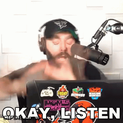 Man Wearing Headphones And Hat Behind Microphone Says Okay Listen GIF