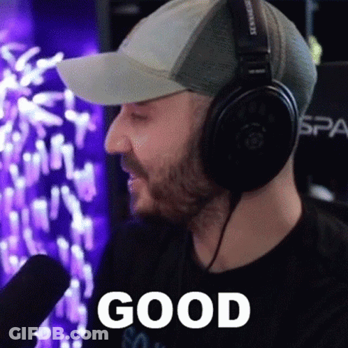 Man Wearing Headphones And Hat Says Good GIF