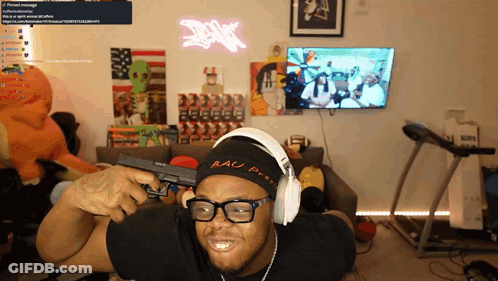 Man Wearing Headphones And Headband Saying AAU GIF