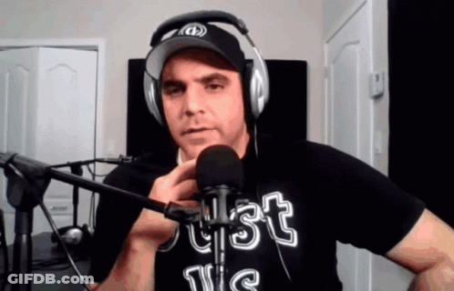 Man Wearing Headphones And Just Us Shirt GIF