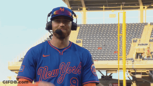 Man Wearing Headphones And New York Baseball Jersey GIF