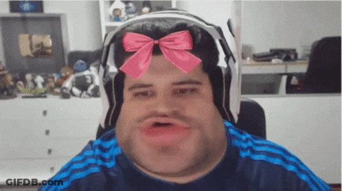 Man Wearing Headphones And Pink Bow GIF