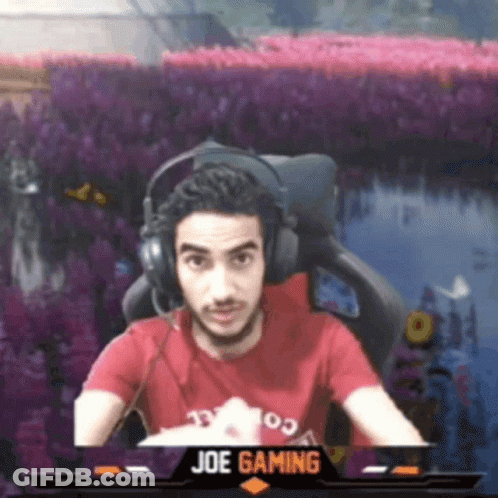 Man Wearing Headphones And Red Shirt With Name Joe Gaming GIF