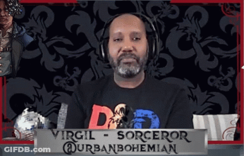 Man Wearing Headphones And Virgil Sorceror Sign GIF