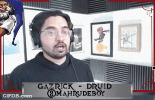 Man Wearing Headphones Gazrick Druid Sign GIF