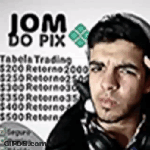 Man Wearing Headphones In Front Of Jom Do Pix Sign GIF