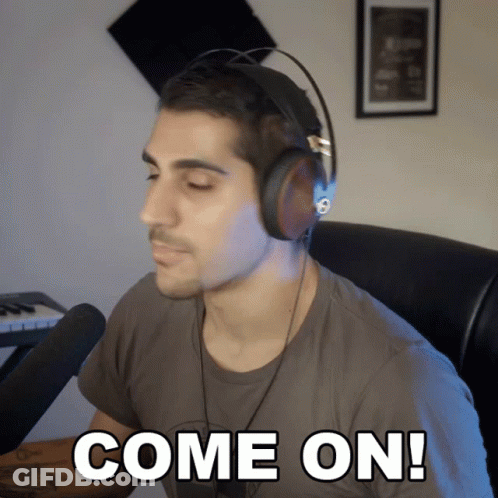 Man Wearing Headphones In Front Of Microphone Says Come On GIF