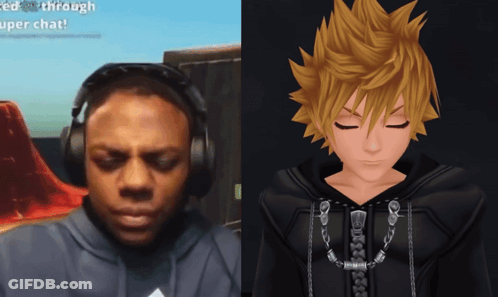 Man Wearing Headphones Next To Boy With Yellow Hair GIF