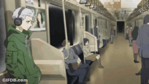Man Wearing Headphones On Subway GIF