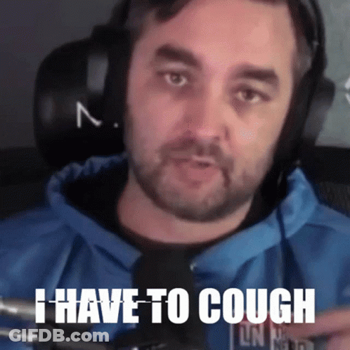 Man Wearing Headphones Saying I Have To Cough GIF