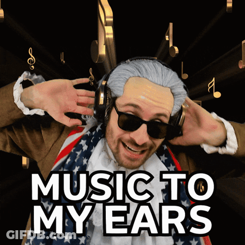 Man Wearing Headphones Saying Music To My Ears GIF