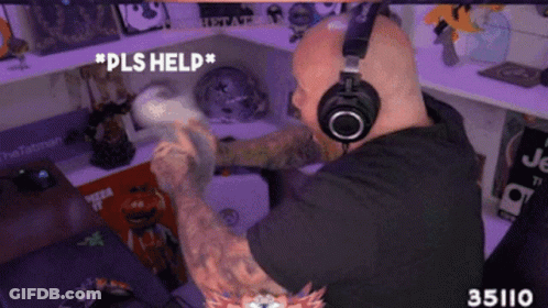 Man Wearing Headphones Saying Please Help GIF