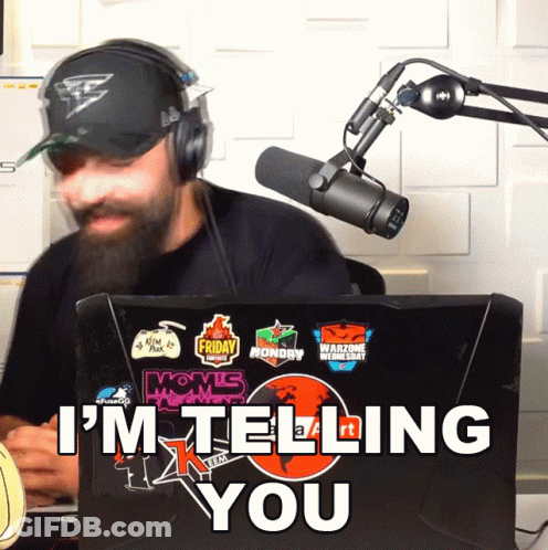 Man Wearing Headphones Says I'm Telling You In Front Of Laptop GIF