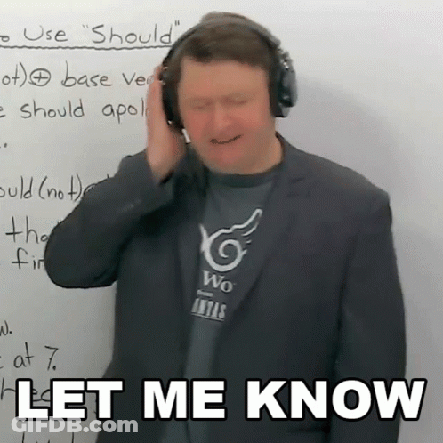 Man Wearing Headphones Says Let Me Know GIF
