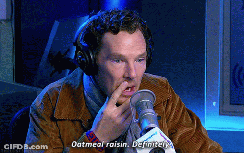 Man Wearing Headphones Says Oatmeal Raisin GIF