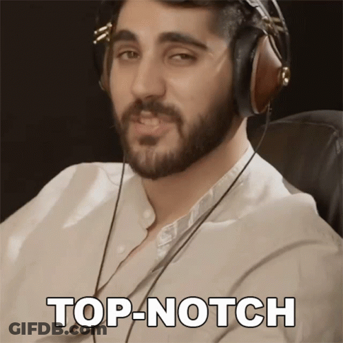 Man Wearing Headphones Says Top-Notch GIF