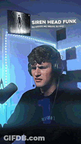 Man Wearing Headphones Siren Head Funk GIF
