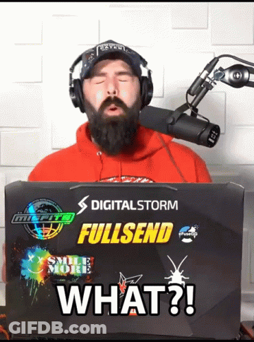 Man Wearing Headphones Sitting In Front Of Laptop Saying Fullsend GIF