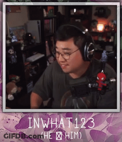 Man Wearing Headphones Sitting In Front Of Microphone Inwhat123 GIF
