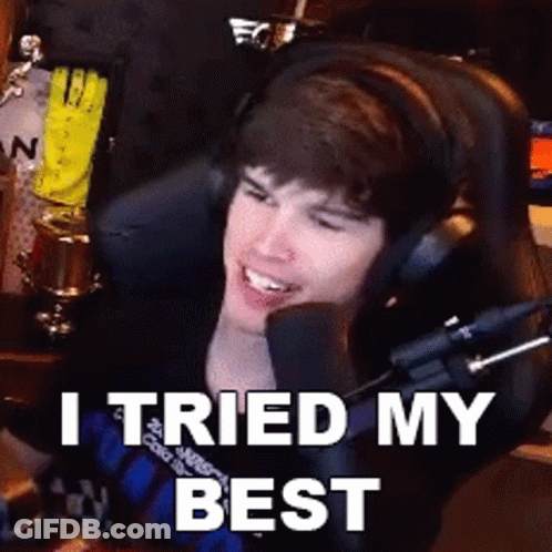 Man Wearing Headphones Sitting In Front Of Microphone Saying I Tried My Best GIF