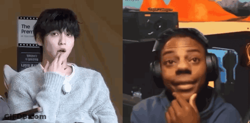 Man Wearing Headphones Sitting Next To Another Man GIF