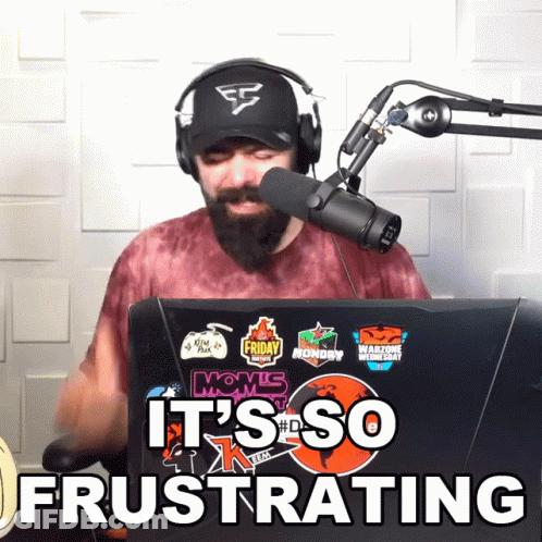 Man Wearing Headphones Stands In Front Of Microphone Saying It's So Frustrating GIF