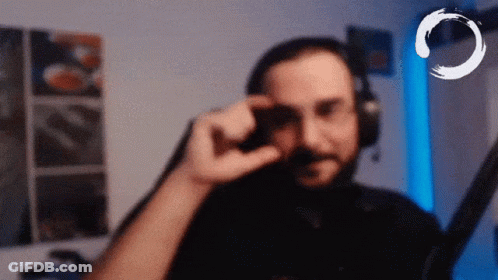Man Wearing Headphones With Blue Light GIF
