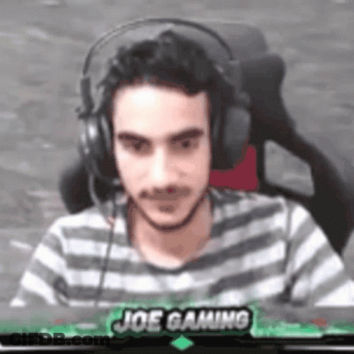 Man Wearing Headphones With Joe Gaming On Bottom GIF