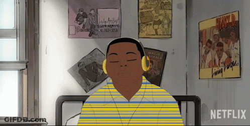 Man Wearing Headphones With Netflix Logo GIF