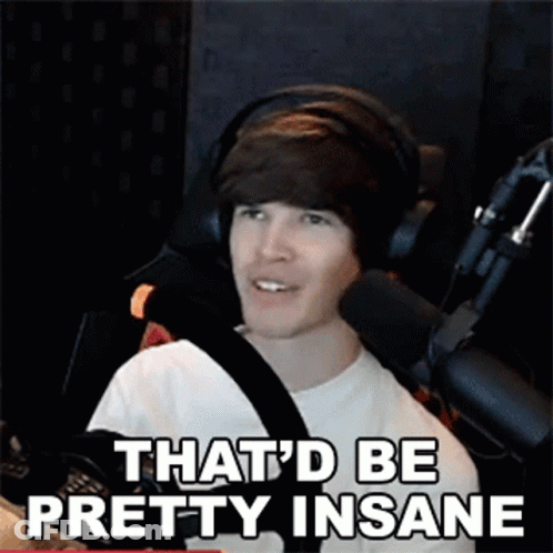 Man Wearing Headphones With That'd Be Pretty Insane Behind Him GIF
