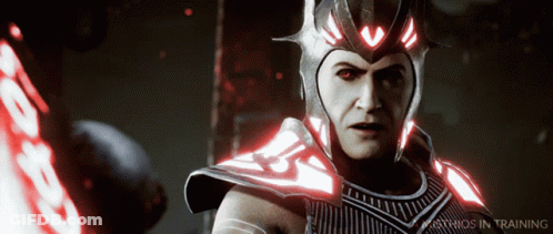 Man Wearing Helmet With Red Eyes And Mythos In Training GIF