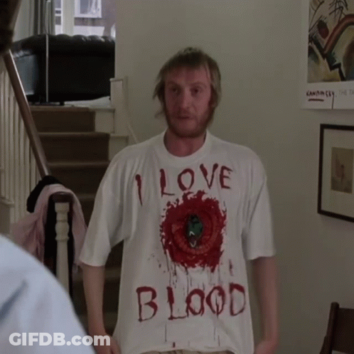 Man Wearing I Love Blood T-Shirt GIF