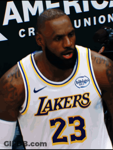 Man Wearing Lakers Number 23 Jersey GIF