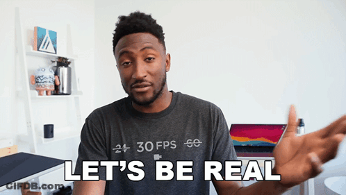 Man Wearing Let's Be Real Shirt GIF