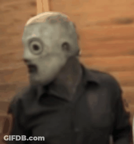 Man Wearing Mask With Single Eye GIF