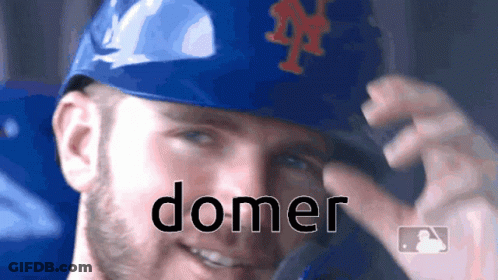 Man Wearing Mets Hat Says Domer GIF