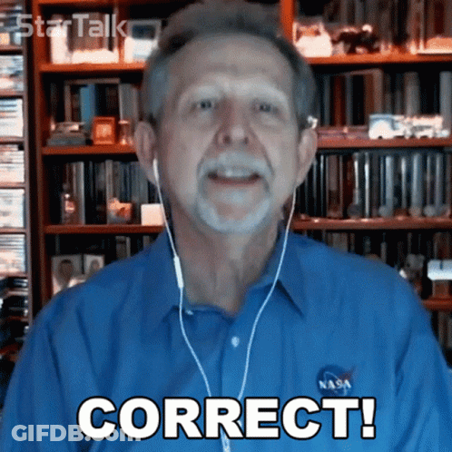 Man Wearing NASA Earbuds Says Correct GIF