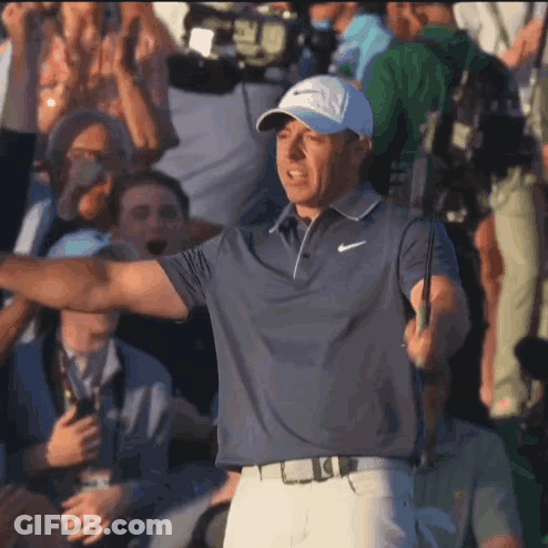 Man Wearing Nike Hat Holding Golf Club GIF