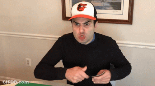Man Wearing Orioles Hat Making Face GIF