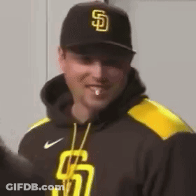 Man Wearing Padres Hat Smiling GIF